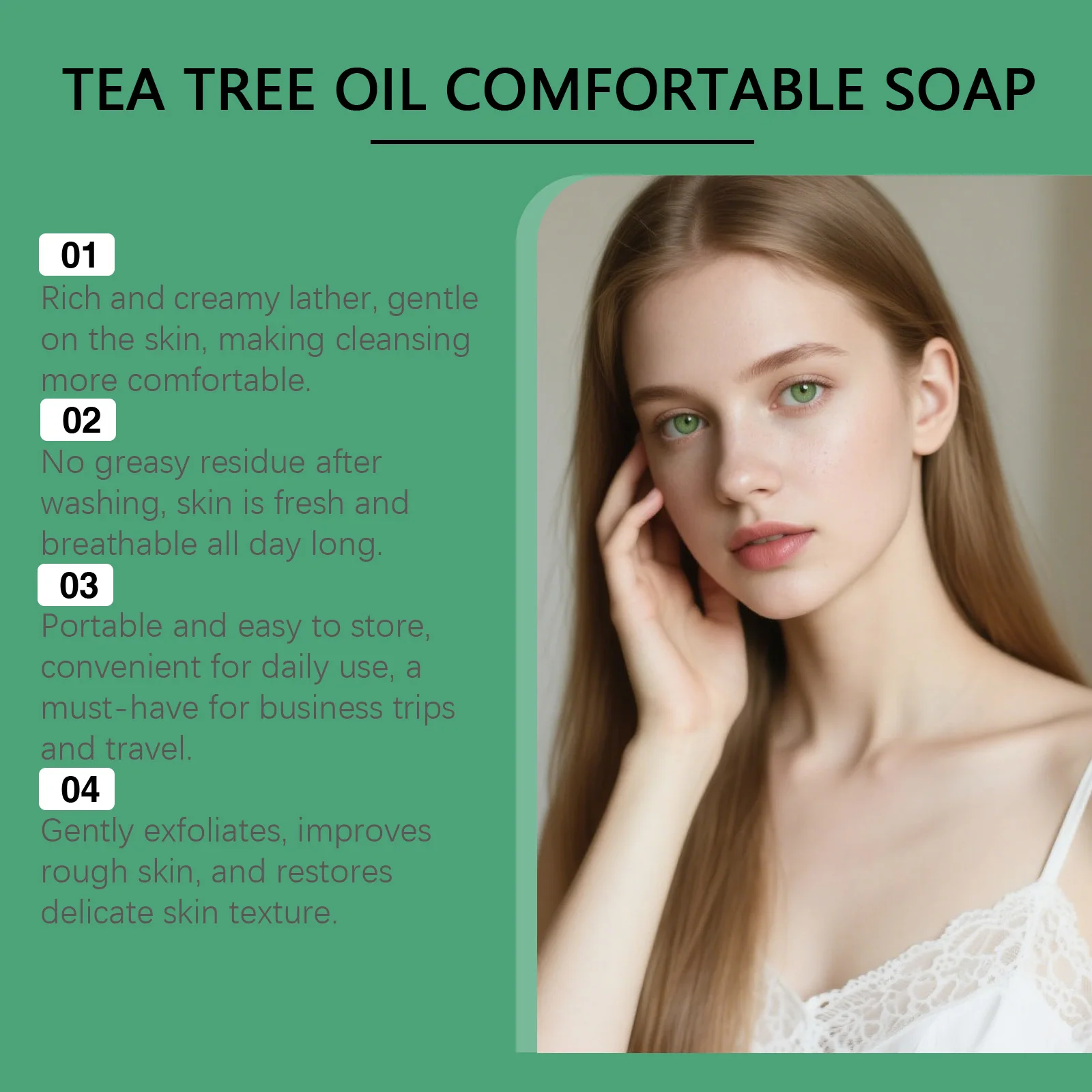 Botanical Tea Tree Oil Cleansing Bar Soap Cleansing Pore Oil-Balancing Refreshing Soothing Face Wash for Oily Acne-Prone Skin
