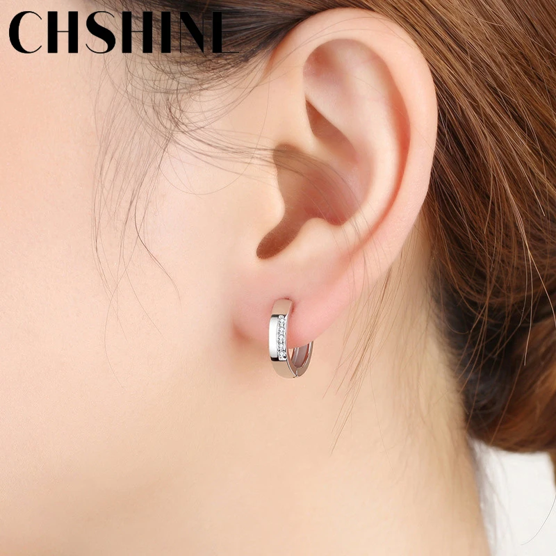 CHSHINE 925 Sterling Silver Summer Simple Zircon Earrings For Women Wedding Party Fashion Jewelry