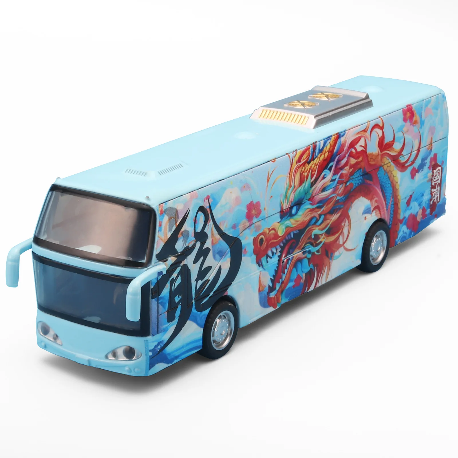 1:32 Passenger Bus Model Toy Car Miniature Alloy Diecast Doors Opened Tourist Vehicles Models with Light Gifts for Boys