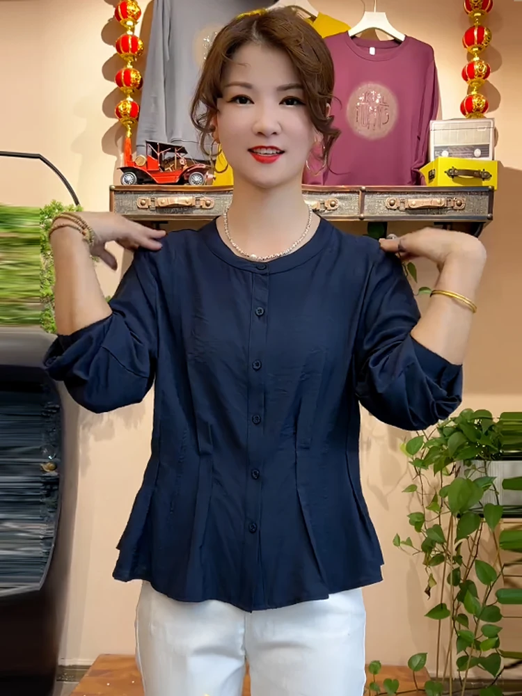 Lässiges rundes Ne Long Sve irt Damen Lazy Sle Vielseitiges Schlankheitsoberteil Faionable Herbst 2025, hautfreundlich, atmungsaktiv