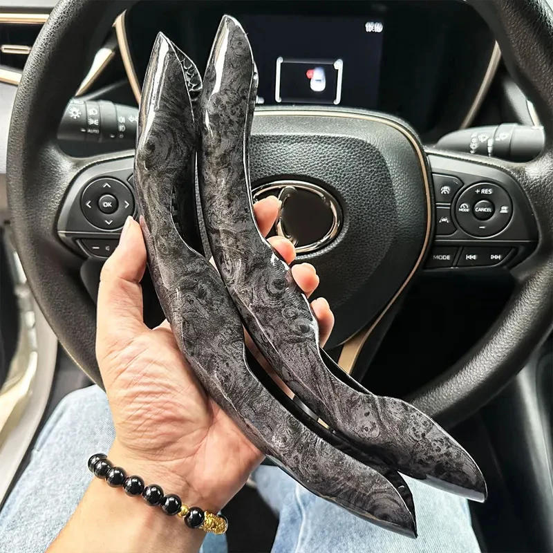 niversal Round Steering Wheel Cover 2Pcs, Warm Fur & Carbon Fiber Leather, Luxury Anti-Slip Car Accessories