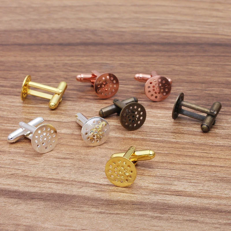10pcs/lot 12mm Cabochon Base Cufflink Blank Settings Brass Blanks Bezel Base For Cameo DIY French Style Cufflink Jewelry Marking