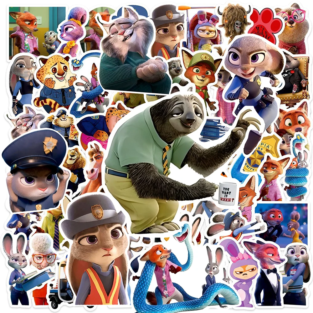 10/30/50 قطعة مضحك Zootopia 2 ملصقات الكرتون لطيف أنيمي جودي نيك الشارات للأمتعة الغيتار خوذة الكتابة على الجدران ملصق لعبة كلاسيكية