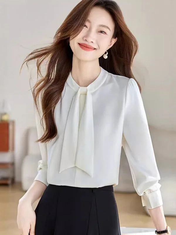 

Women's Long Sve round Ne irt Belted Commute Faionable Spring Autumn Winter New Sle Polyester Fiber Straight Tube