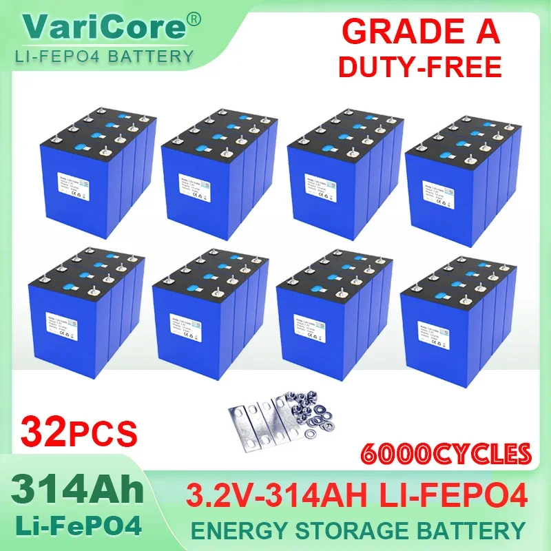 32x3.2V 314Ah Lifepo4 Rechargeable Battery Lithium Iron Phosphate Travel Solar RV Campers Cell 12v batteries Grade A Tax Free