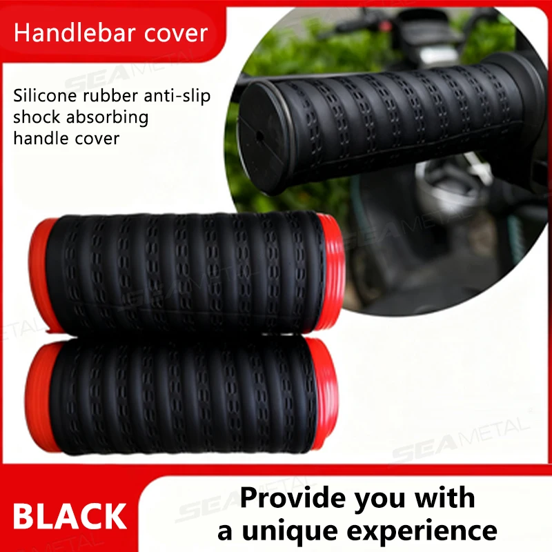 SEAMETAL دراجة نارية سيليكون غطاء المقود العالمي الذاتي تقلص عدم الانزلاق الدراجات النارية قبضة يغطي كم حامي غطاء