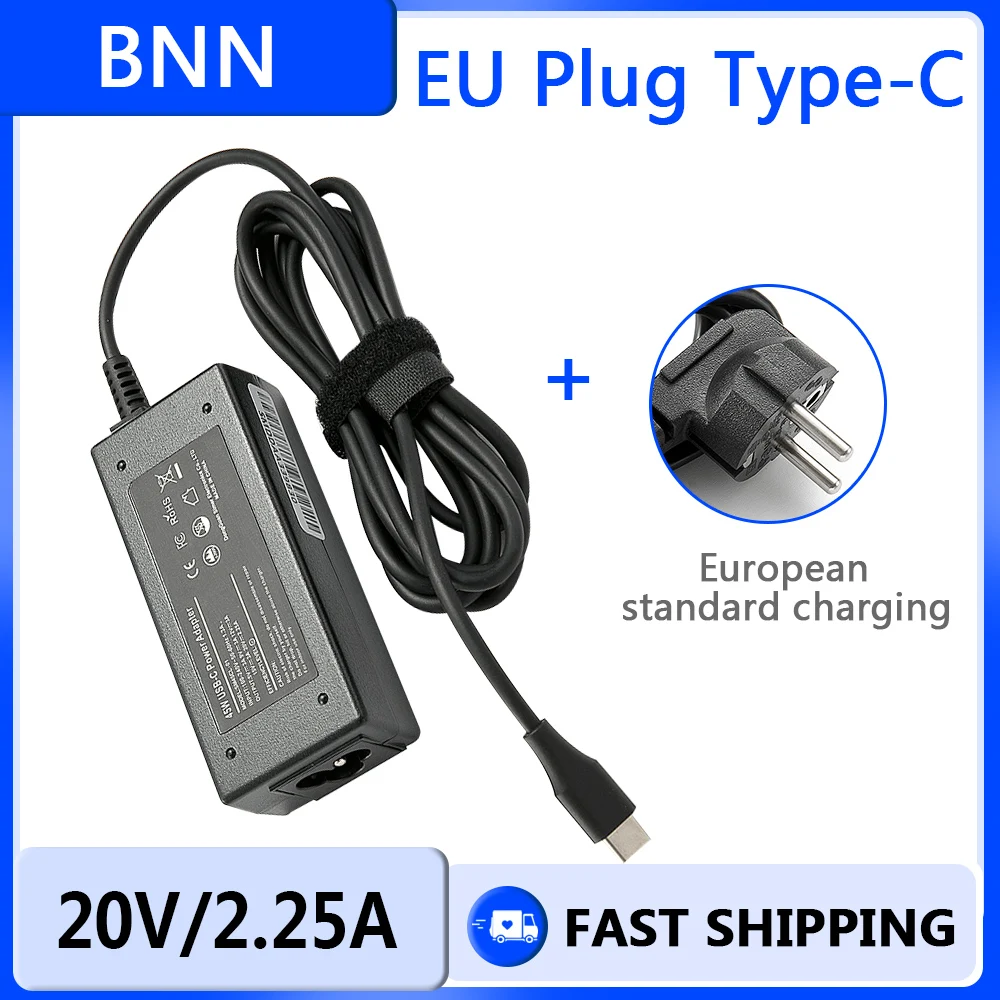 20V 2.25A 45W Tipo USB C Laptop AC Adapter Carregador de alimentação para Lenovo C330 S330 C340 S340 100E T480 T480S T580 T580S