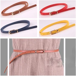 Women Imitation leather Thin Belts Adjustable Waist Belt Alloy Pin Buckle Elegant Dress Decorative Waistband for Lady Fashion