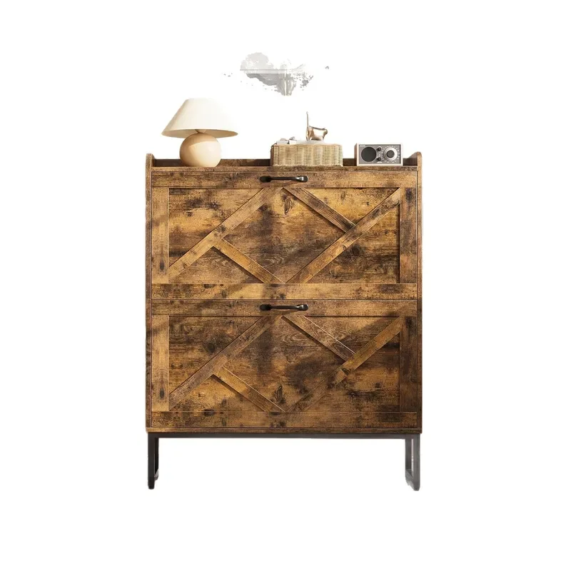 Modern Entryway Shoe Cabinet with Metal Legs Simple Storage Rack for Hallway Light Luxury Design