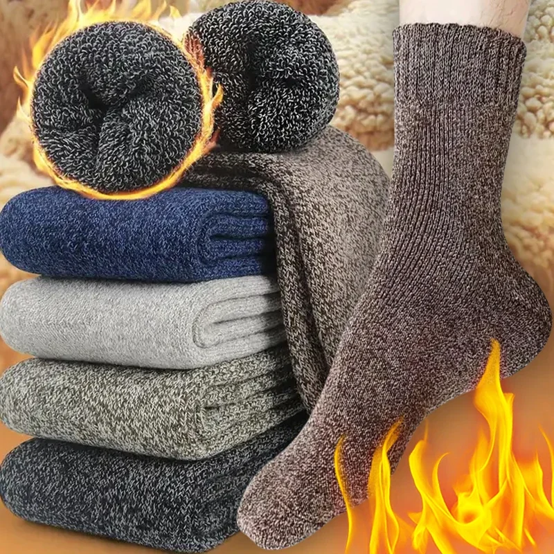 5/10pairs Winter Warm Women Socks Merino Wool Men Super Thicker Solid Against Cold Thermal Plush Thick Snow Terry Sockings