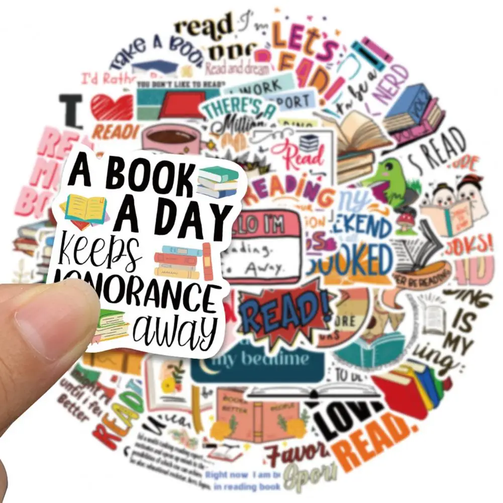 50 различных наклеек для книг, 50 шт., разнообразные узоры для чтения для детей, подростков, учителей, водонепроницаемые Виниловые для книг