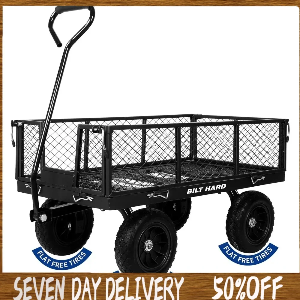 Garden Carts Heavy Duty 4 Cu.Ft 400-880 lbs Capacity Utility Garden Carts and Wagons Camping Wagon Hand Cart Trolley Home Wagons