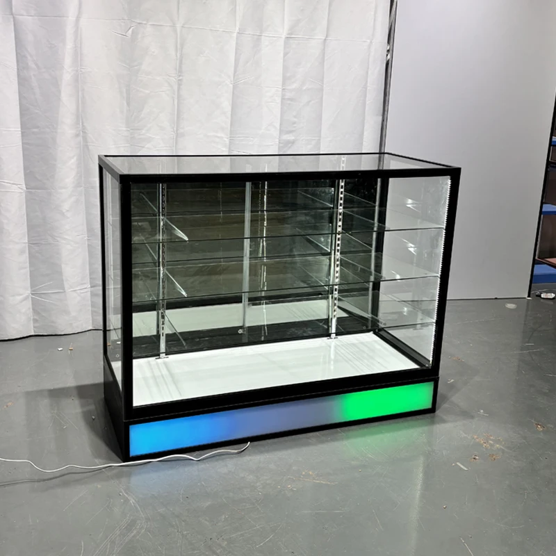Customizable Glass Display Cabinet with LED Lights for Smoke Shop Retail Store and Jewelry Display