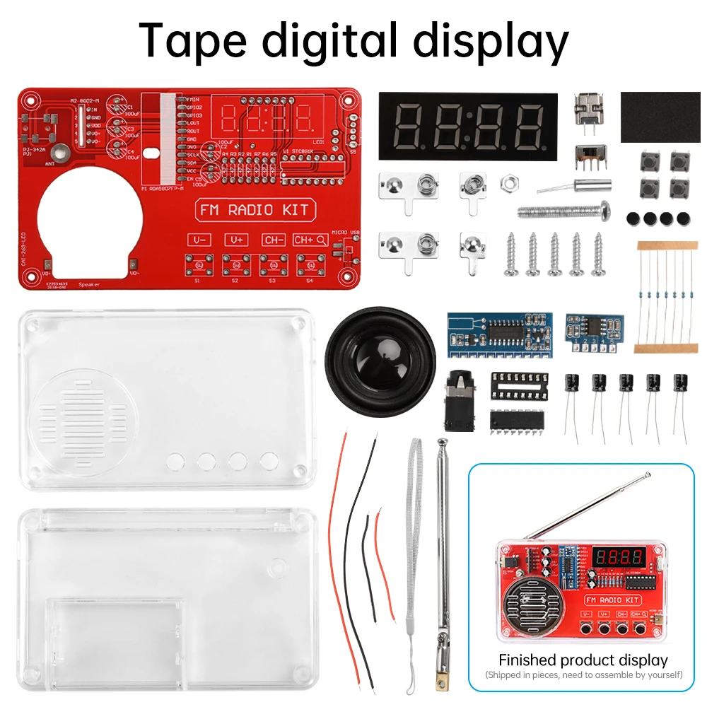 DIY Electronic Kit FM Radio Production Kit Circuit Board Making Loose Parts 50-108MHz Receiver RDA5087 3W Speaker With Antenna