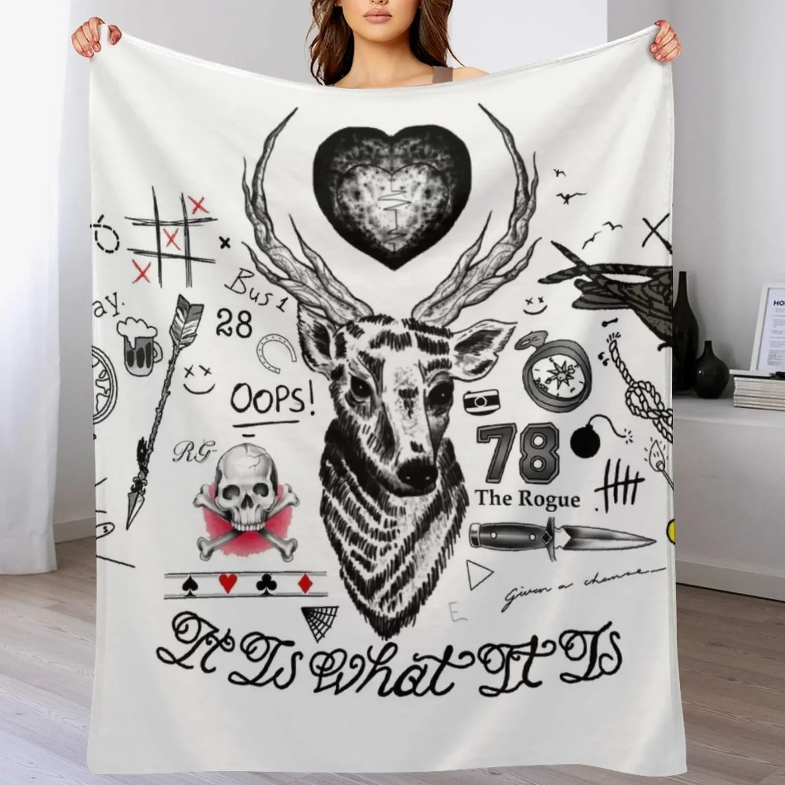 

louis t tattoos Throw Blanket Picnic Designers Soft Plush Plaid Blankets