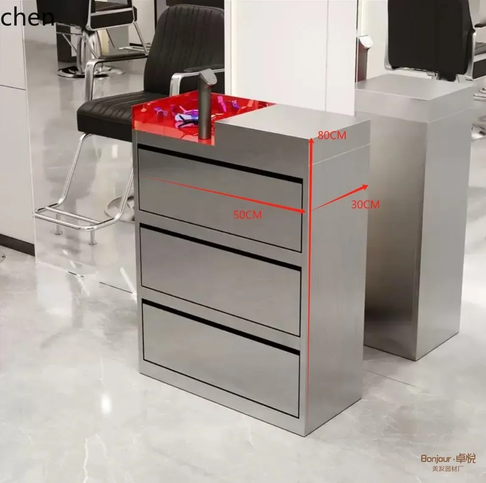 Barber Shop Tool Cabinet Stainless Steel Anti-Fingerprint Hairstylist Floor Cabinet Salon Special