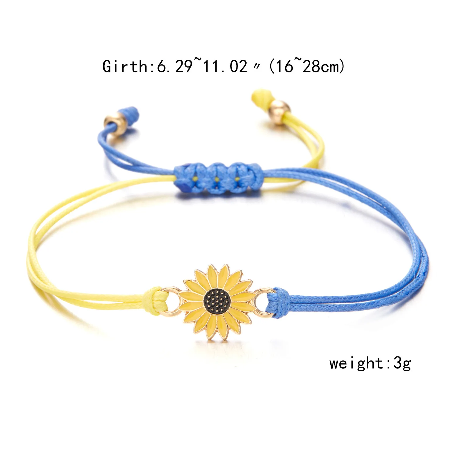 DAVINI 1pc Ukraine Sunflower Bracelet Yellow Wax Thread Woven Friendship Bracelet Ukrainian Bracelet Unity Hope