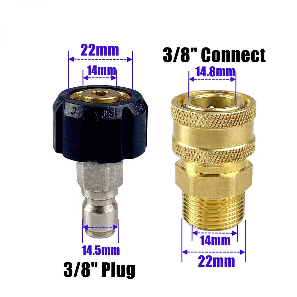 

2Pcs Pressure Washer Adapter Kit M22 14mm Female Swivel to Quick Connect 3/8'' or 1/4" Release Set Nozzle