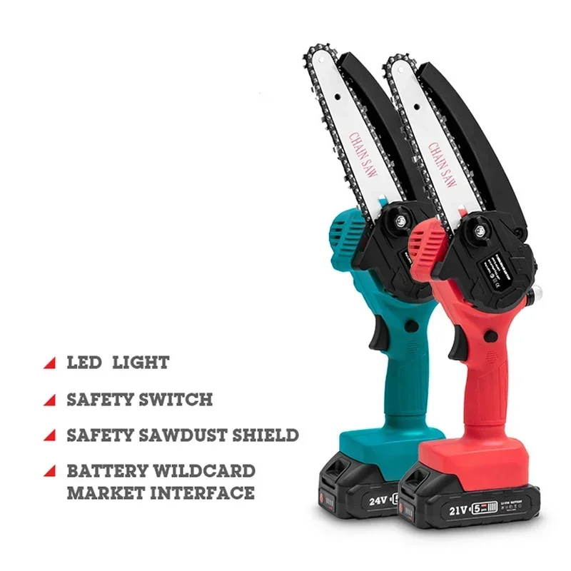 

21V 6 Inch Electric Chain Saw Lithium Electric Saw Mini Handheld ChainSaw Woodworking Garden Electric Pruning Saw Cutting Tools