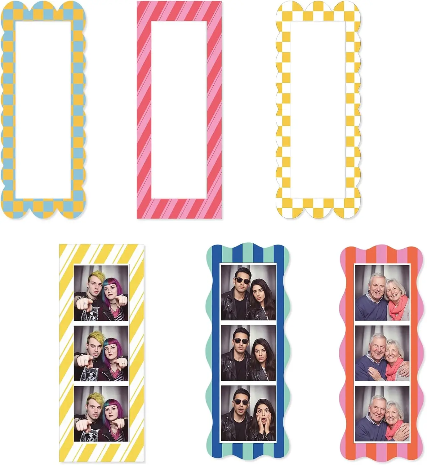 6-Piece Magnetic Selfie Frame Set, Fridge Magnets, 2 X 6-Inch Selfie Strips