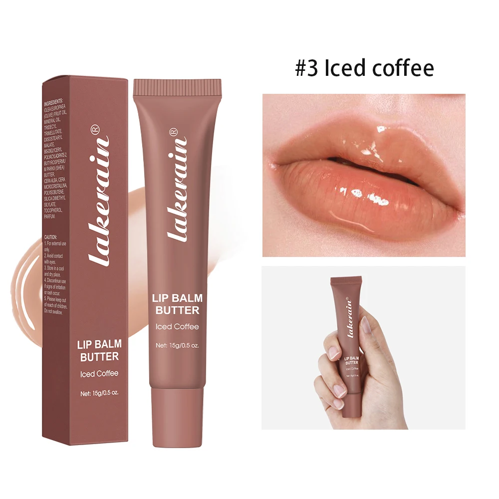 Lakerain bálsamo labial de mantequilla de verano reparación hidratante café helado vainilla brillo de labios lápiz labial teñido