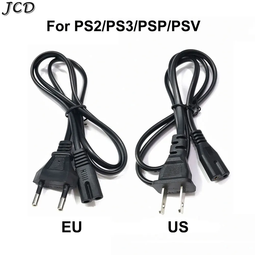 

JCD 1pcs For PS2 PS3 Console 1M EU US Plug 2-Prong Port AC Power Cable Cord Power Supply For PSV PSP Game Accessories