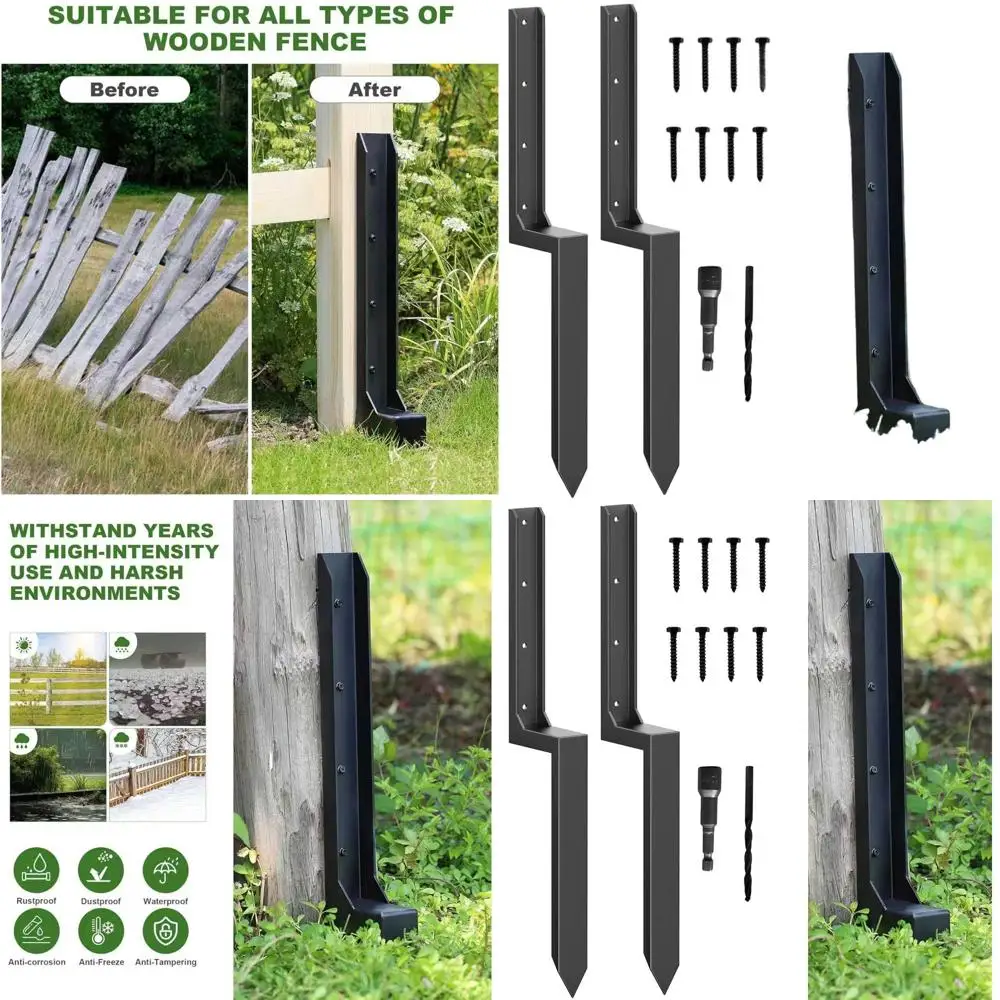 

Комплект для усиления столбов ограждений - для стальных (11-го класса толщины) или деревянных столбов, почтовых ящиков, ворот, усиления садовых конструкций (2 шт., черный)