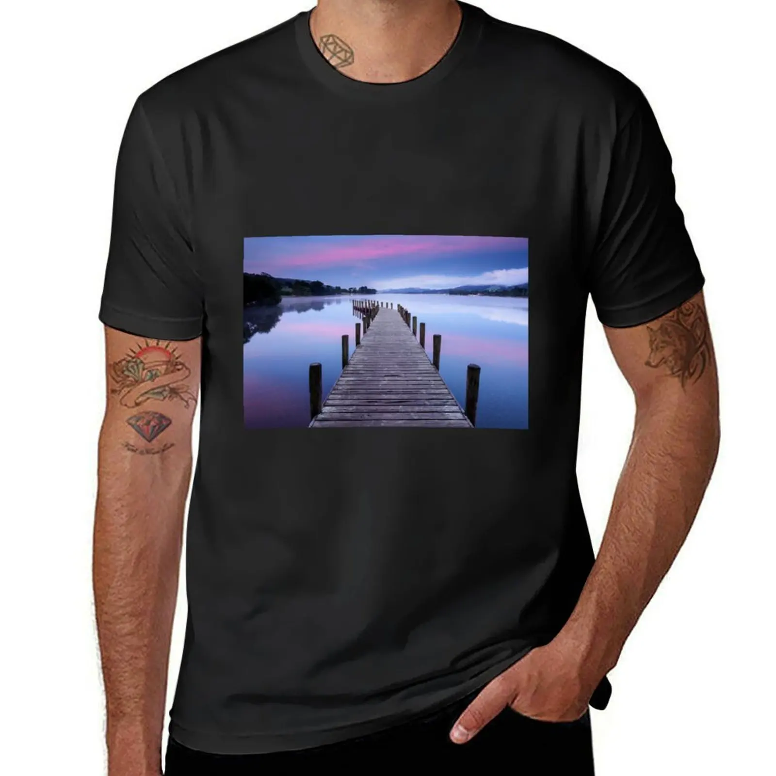 Summer sunrise over Coniston Water, Lake District, Cumbria T-Shirt oversized quick-drying t shirts for men pack