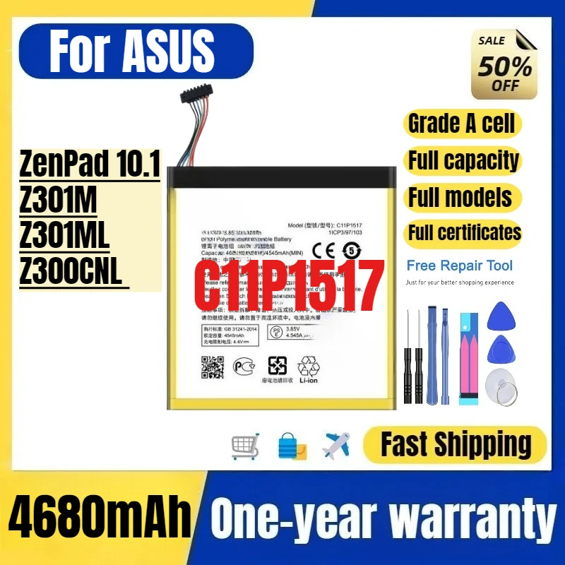 

C11P1517 for ASUS ZenPad 10.1/Z301M/Z301ML/Z300CNL Tablet Battery High Quality Replacement Bateria Grade A Cell with Tools
