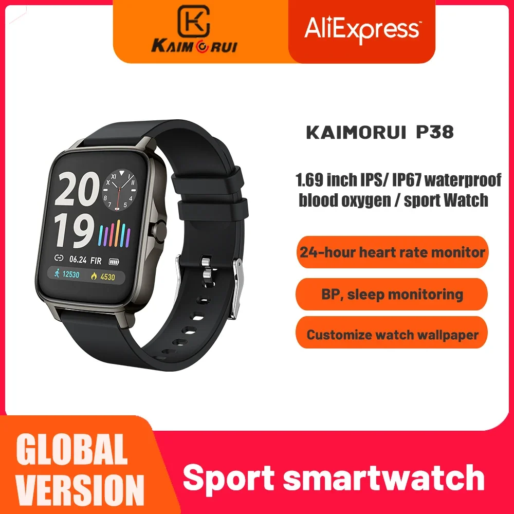 

Kaimorui P38 Smart Watch Men 1.69 inch Full Touch Fitness Tracker With Heart Rate Sleep Monitor Smartwatch Women For Android IOS