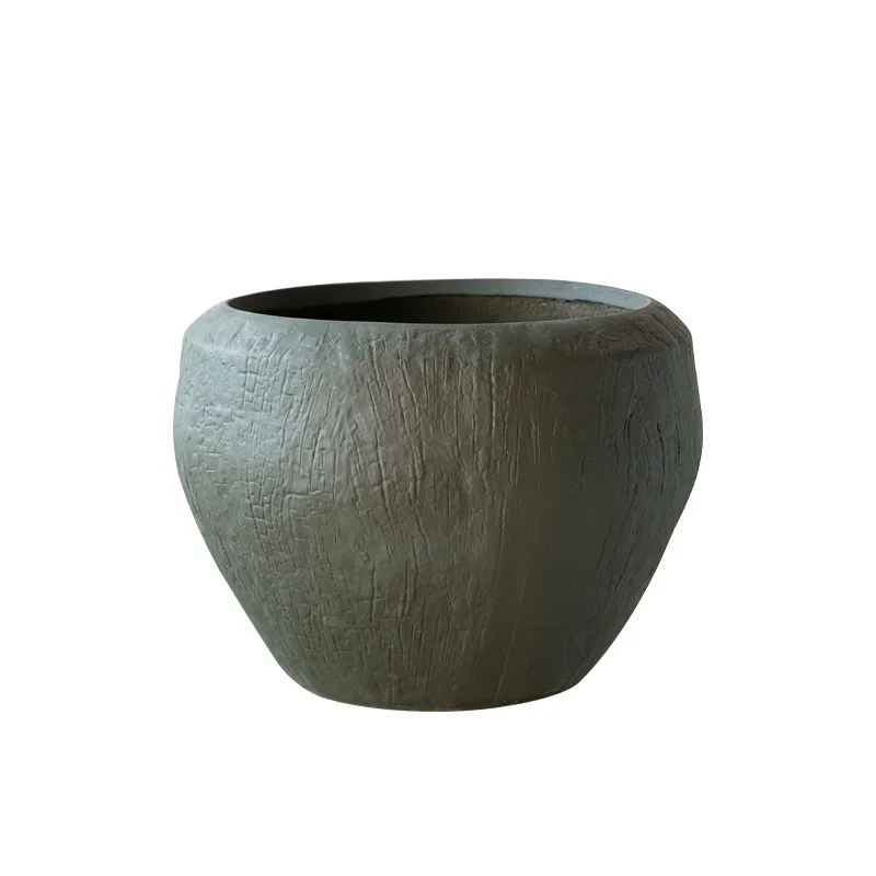 Nordic magnesium mud floor-to-ceiling flower pot, ceramic-shaped flower pot, simple and breathable large flower device, modern N