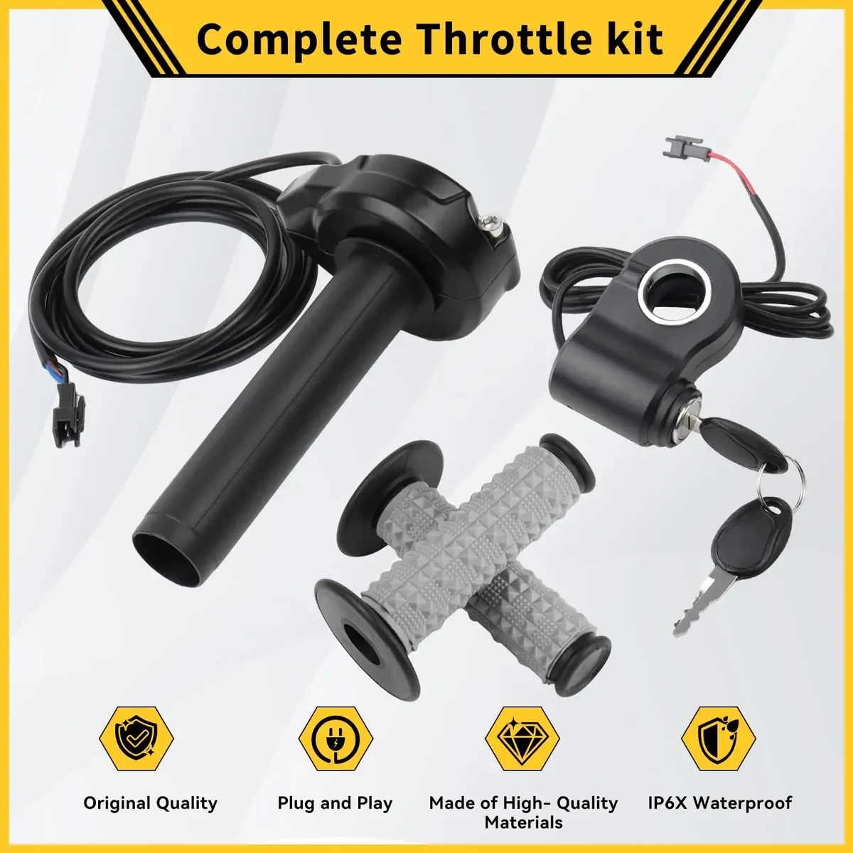 Universal 22mm Full Twist Throttle Grip Kit with Ignition Switch & Key for Ridstar Q20/H20 Pro/Surron E-Bike Scooter Plug & Play - view 3