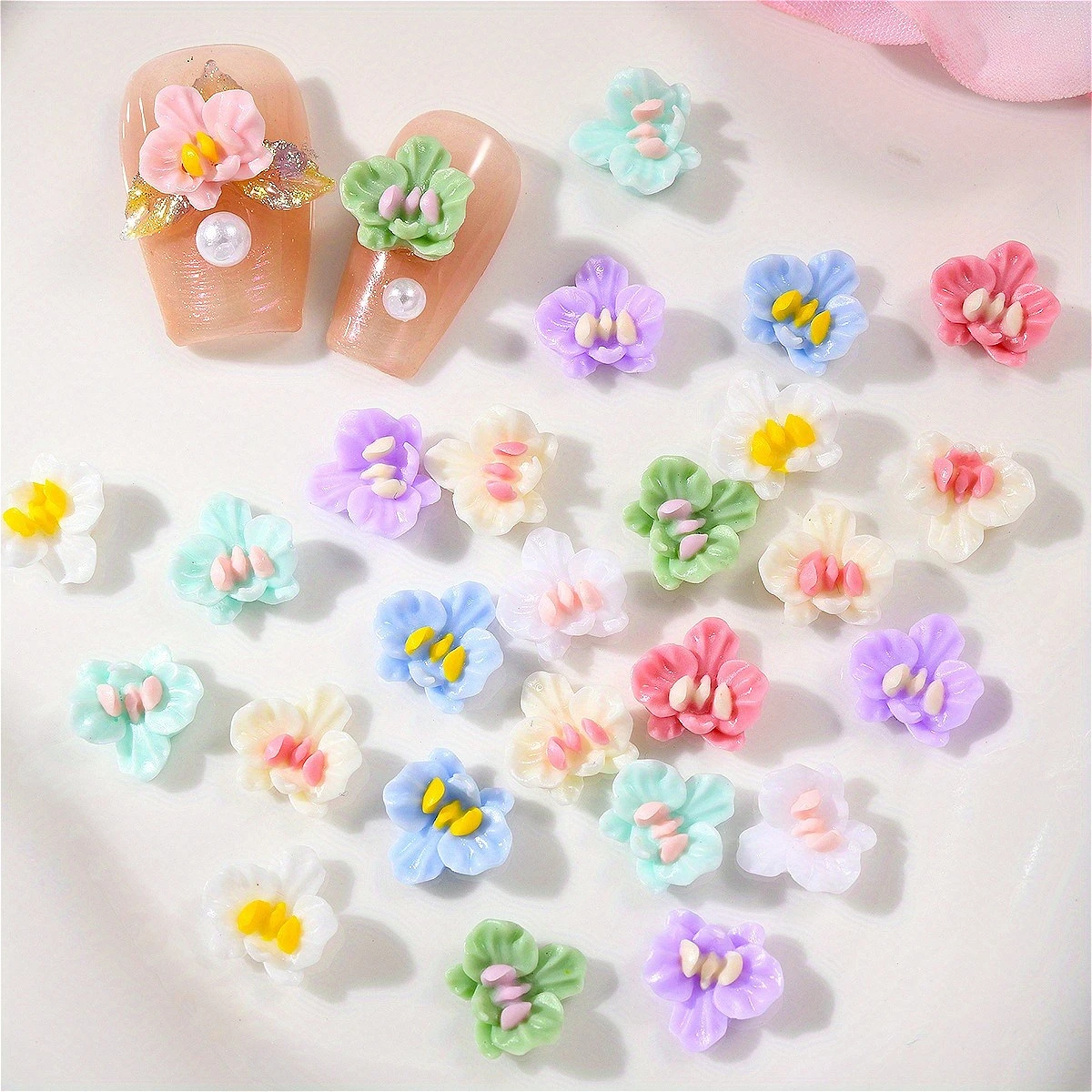 50 stücke Harz Leuchtende Bunte Blume Form Nail art Schmuck Haarnadel Ohrringe Handy Fall Material Diy Dekoration Zubehör