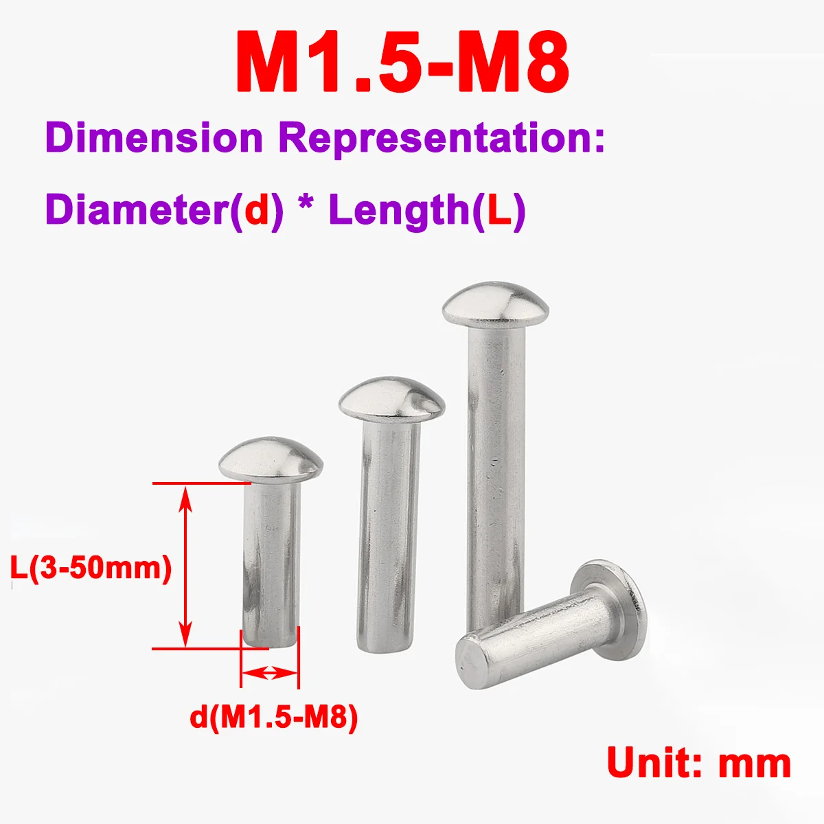 

Aluminum Half Round Head Solid Hand Tapping Rivet M4M5M6M8