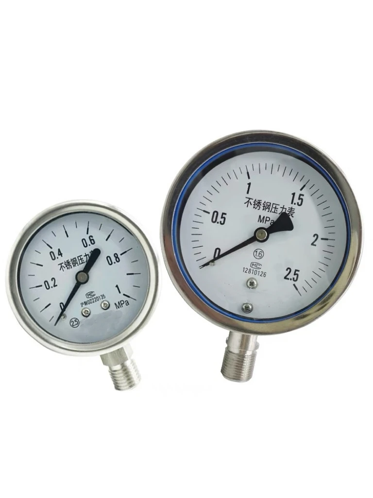 stainless steel manometer glycerin filled pressure gauge shock-proof  pressure gauge Oil Water pressure 0-1.6/100MPa mul