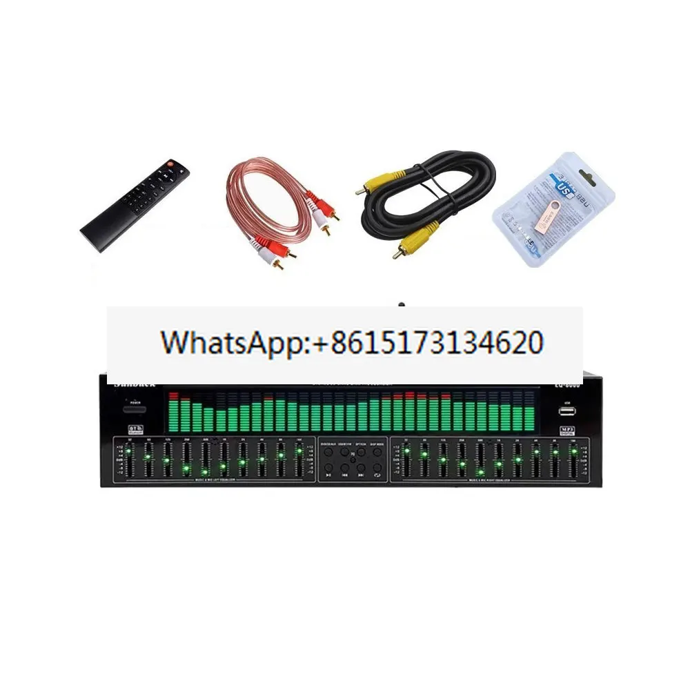 EQ8000 Green Light Emitting Diode Professional Equalizer BT5.4 Fiber Coaxial Digital Audio Decoder Processor