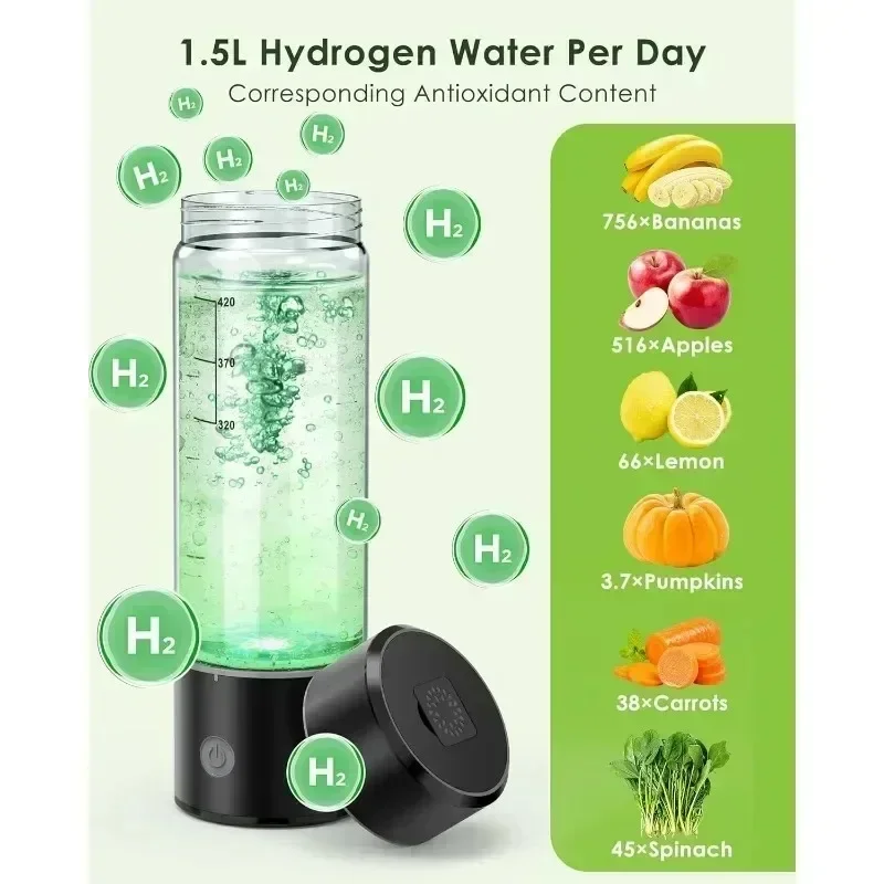 Hydrogen Water Bottle,3 Min Rapid Hydrogen Water Bottle Generator with SPE PEM Technology Portable Hydro water bottle image 3