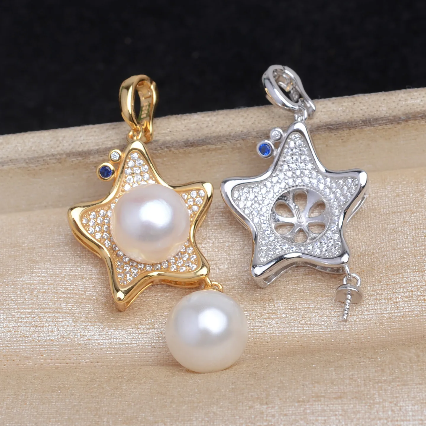 

Star Shape S925 Sterling Silver Pendant Mounts Base Findings Settings Mountings Jewelry Fittings for 10-11mm Pearls 3pcs/lot