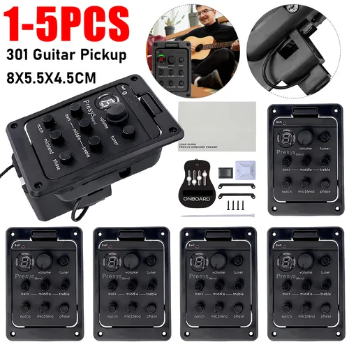 Imagen 2 del producto Preamplificador de guitarra de plástico 301 con sintonizador Presys EQ ecualizador pastilla piezoeléctrica sintonizador de guitarra Soundhole EQ piezas Accesorios, 1-5 uds.
