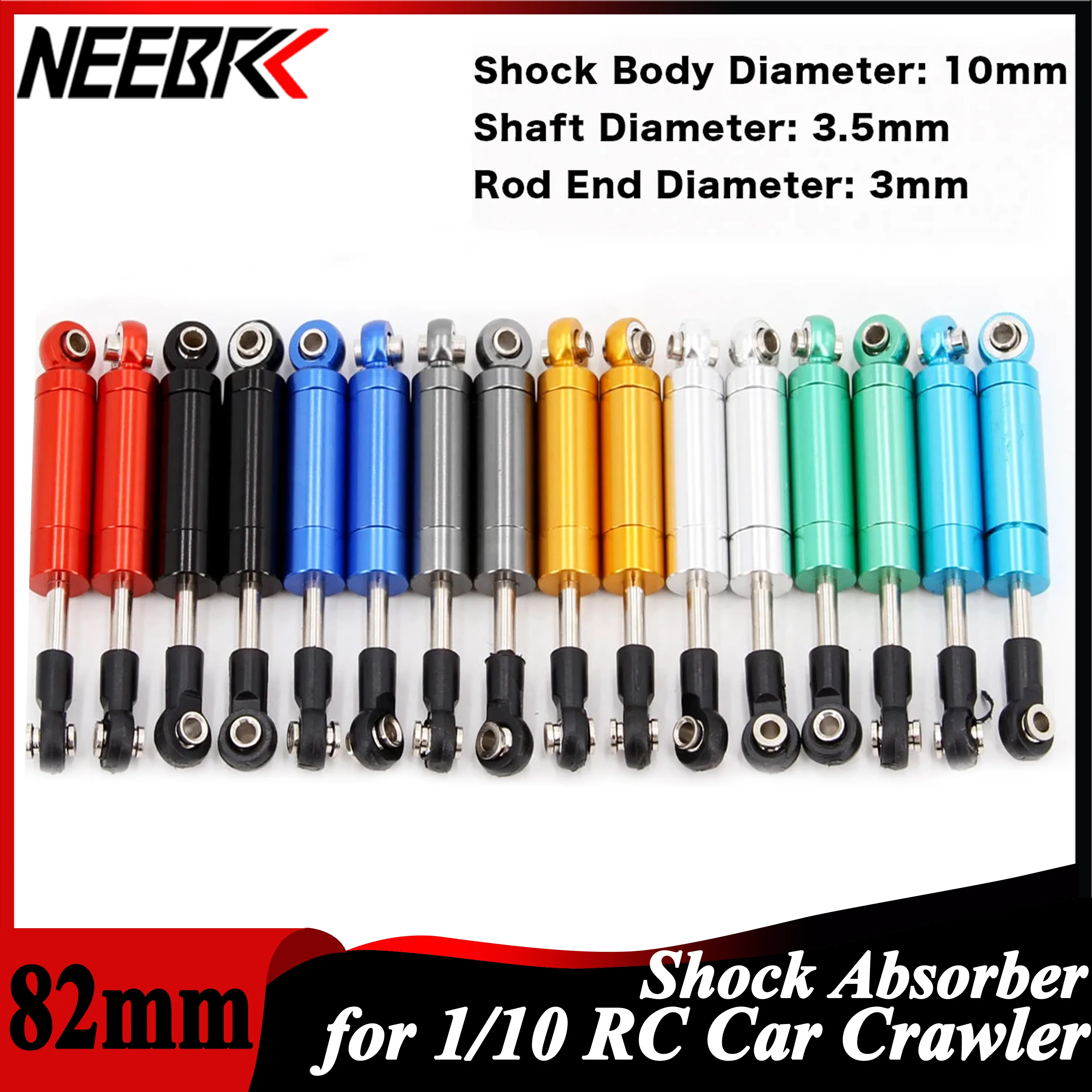 

NEEBRC RC Car Shock Absorber Built in Spring 82mm Damper for 1/10 RC Crawler Traxxas TRX-4 Axial Scx10 90046 MST WPL MN Parts