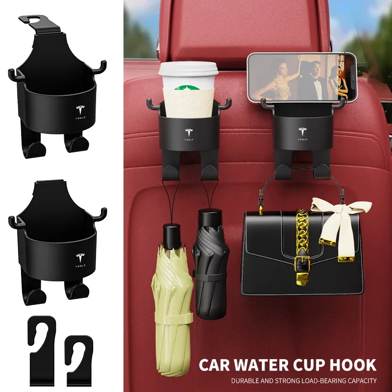 Car Hook Seat Back Hook Multi-functional Car Built-in Object Water Cup Holder For Tesla Model 3 Model X Model S ModelY Goods