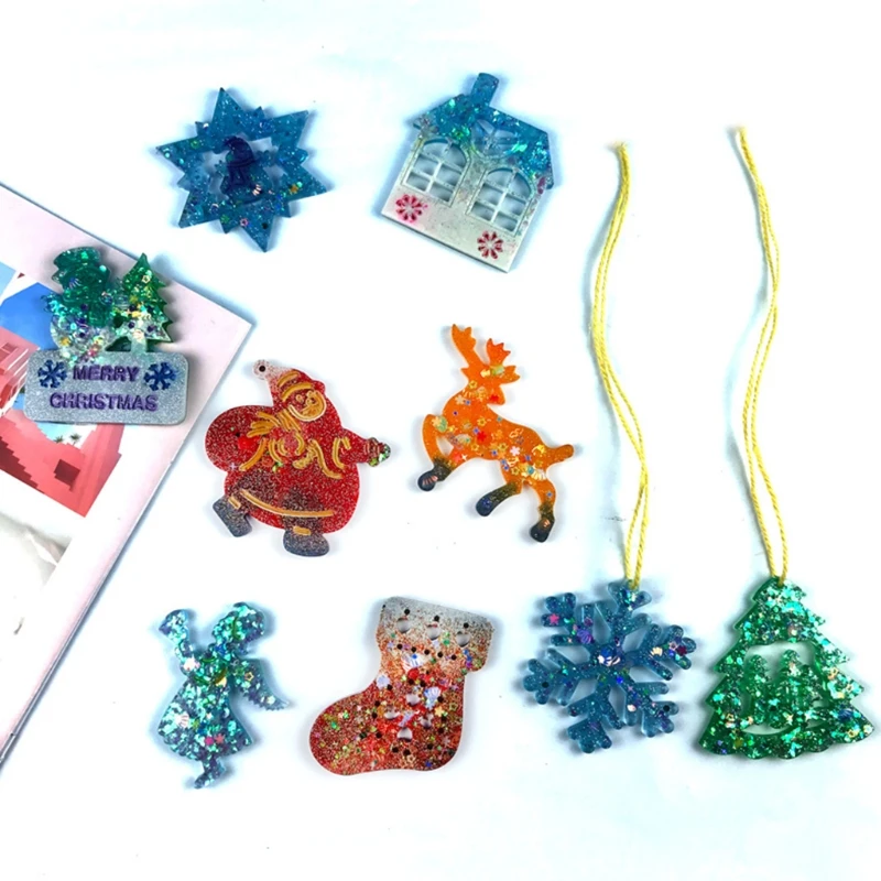 Molde silicona fundición resina, llavero Navidad, colgante, molde para joyería DIY