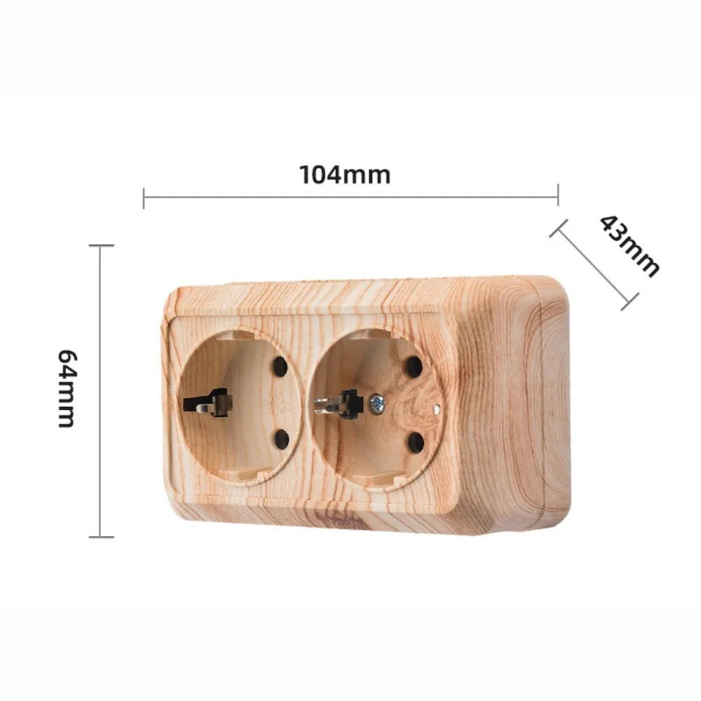 Modern Plastic Wall Switch Wood Grain EU Standard Rocker Light Switch Square EU Socket Home Use
