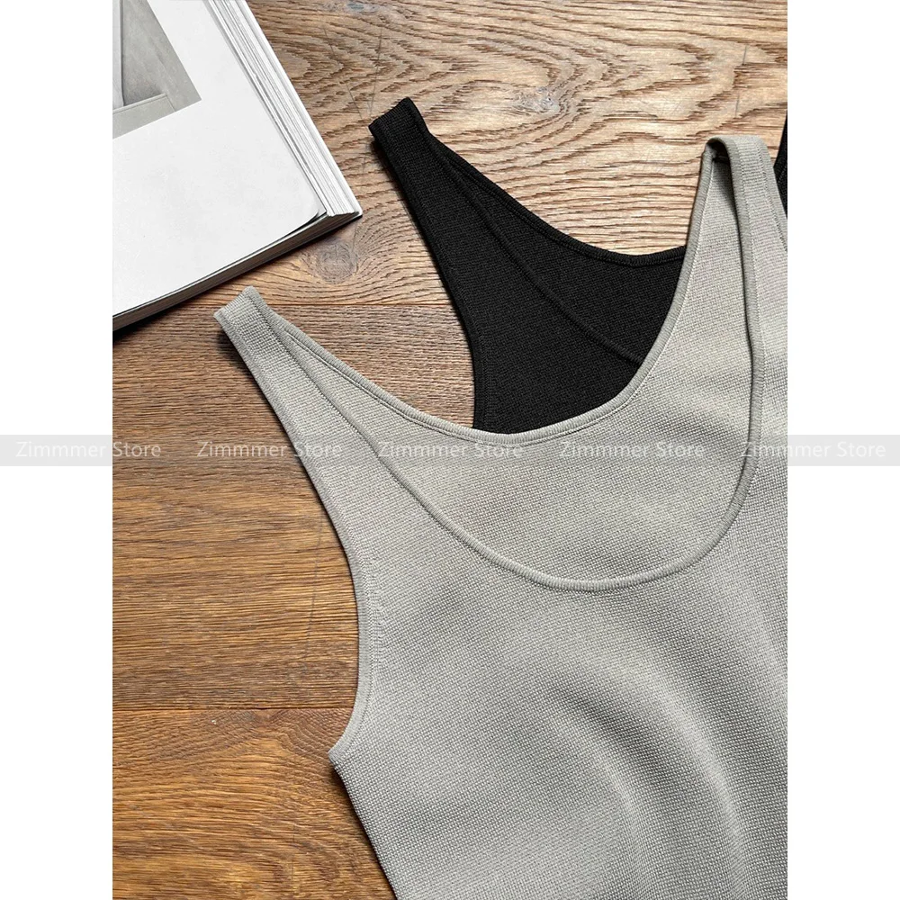 2024 Spring New Simple and Versatile U-neck Slim Fit Knitted Camisole Top for Women