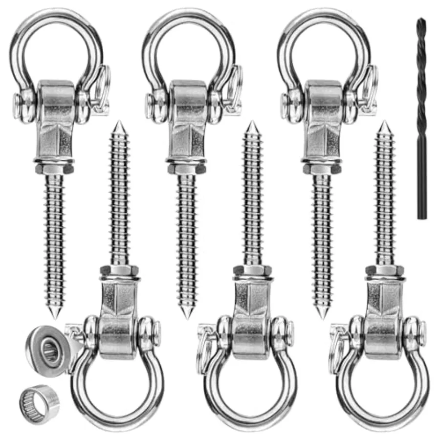 6 Heavy Duty Swing Hangers Permanent Anti Rust Bearing 1500 LBS 180° Swing Hardware Swing Frame for Yoga Hammock Chair sandbag