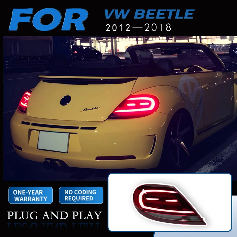 

Задние фонари для стайлинга автомобиля VW Beetle светодиодный Tail светильник 2012-2018, задний фонарь DRL, Задний сигнал поворота, автомобильные аксессуары