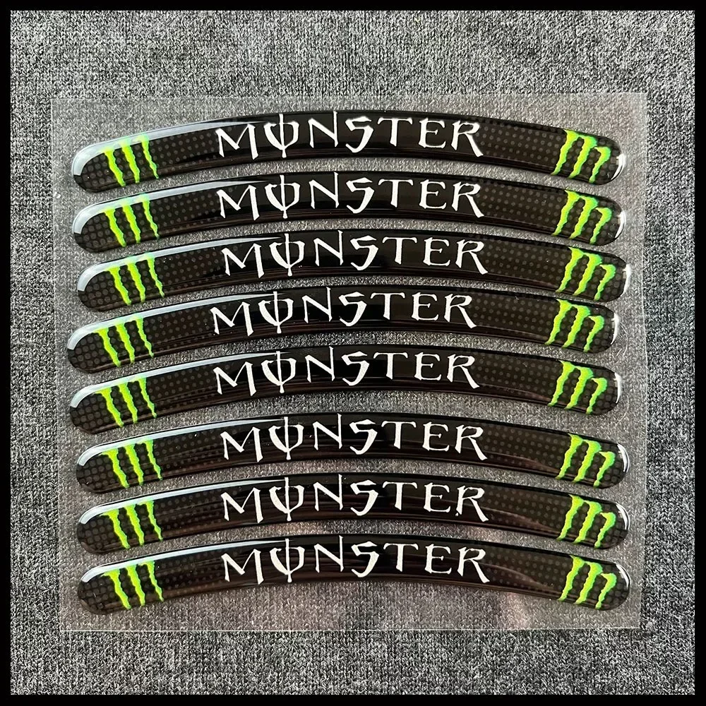 Monster Energy Car Wheel Stickers 13-19 Inch Universal Motorcycle Tire Modification Waterproof Drip Glue Decorative Stickers