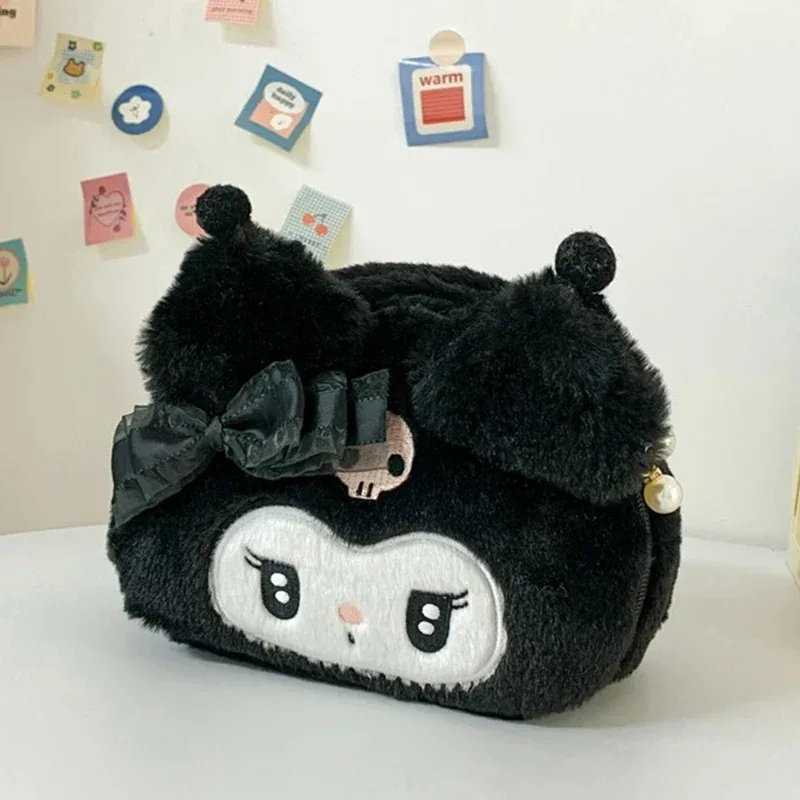 Kawaii Sanrio peluche Kuromi Melody Make Up Cosmetic Bag Cartoon borse di stoccaggio di grande capacità borsa portatile regali per ragazza