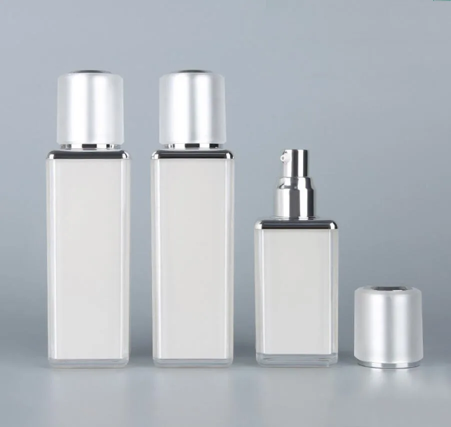 100ml/120ML pearl white square acrylic bottle serum/lotion/emulsion/foundation essence moisture toner whitening cosmetic bottle