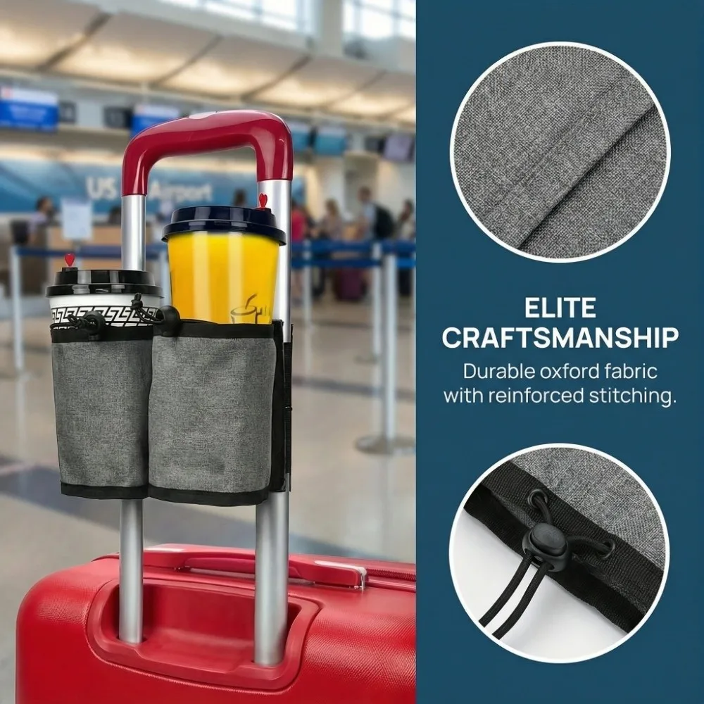 with Bottle Organizer Luggage Handle Bag Oxford Cloth Portable Suitcase 2 Cup Holder Universal Drink Carrier Travel Accessories